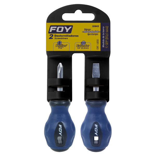 Juego de 2 Destornilladores Bimaterial 1/4" x 1-1/2" Foy Tools 2DB42 - 1