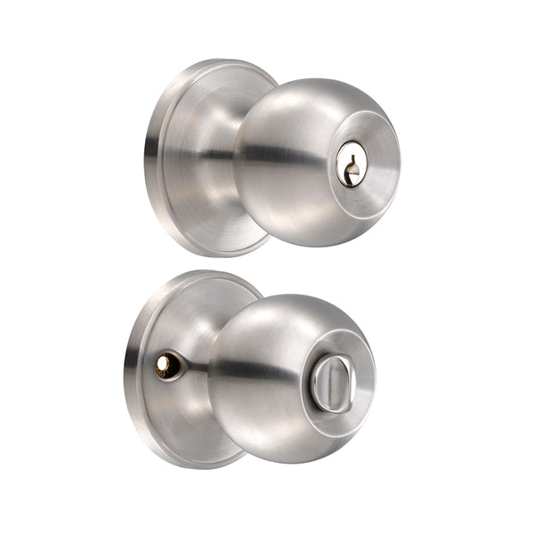 Cerradura de Pomo Bola para Entrada Puerta Principal Acero Inoxidable Lock 12PO - 1