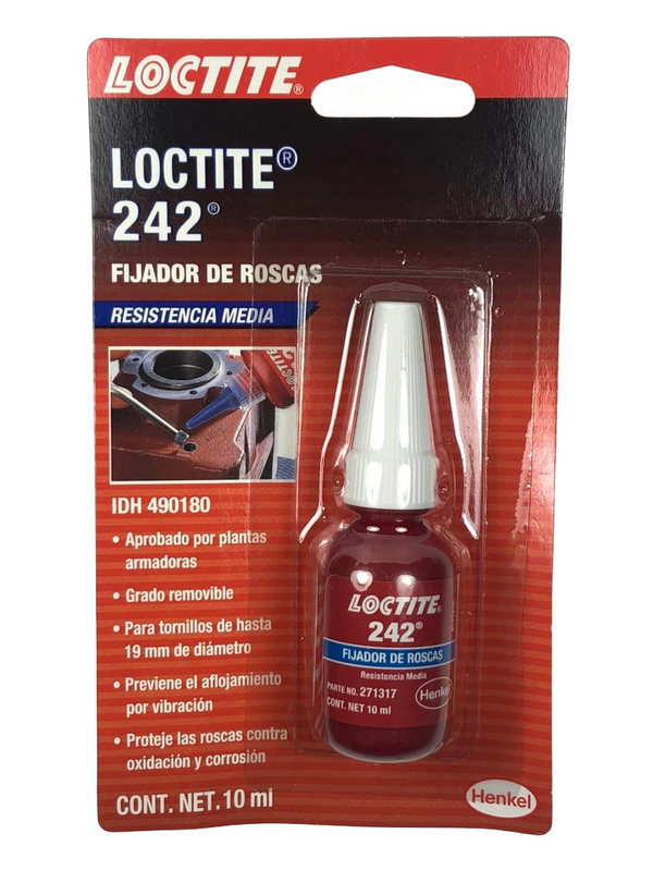 Fijador de Roscas Resistencia Media 10ml 242 Loctite HLOC10 242 - 1