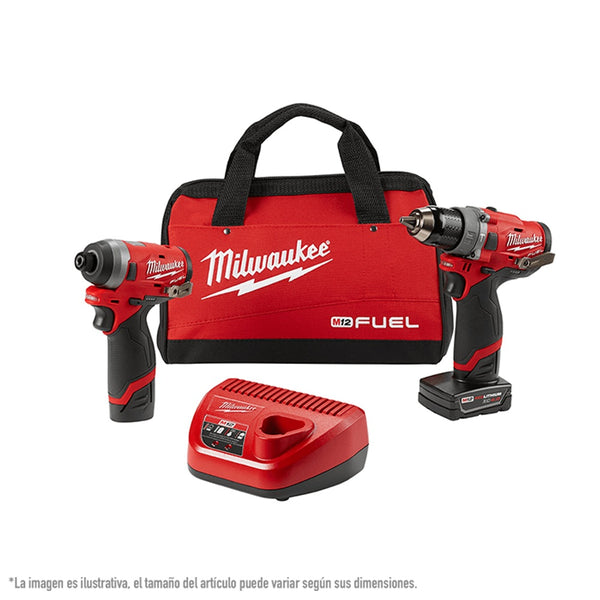 Taladro 1/2" + Destornillador de Impacto 1/4" Kit 2598-22 Milwaukee QMW259822 - 1