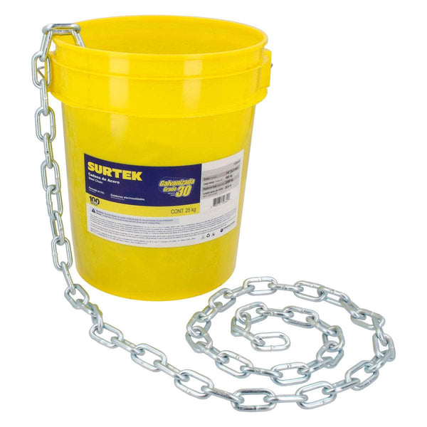 Cadena Galvanizada 1/4" Cubeta de 25 kg Surtek 150849 - 1