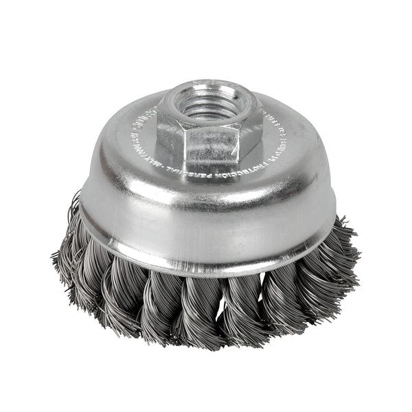 Carda Copa Trenzada Alambre Delgado 3″ x 0.35 mm con Rosca M14 Surtek C513 - 1