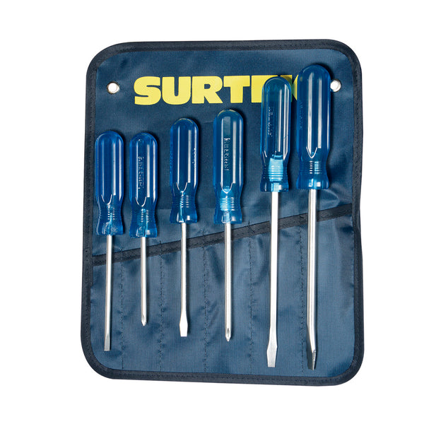 Juego de 6 Destornilladores Azules Combinado Surtek DCO07P - 1