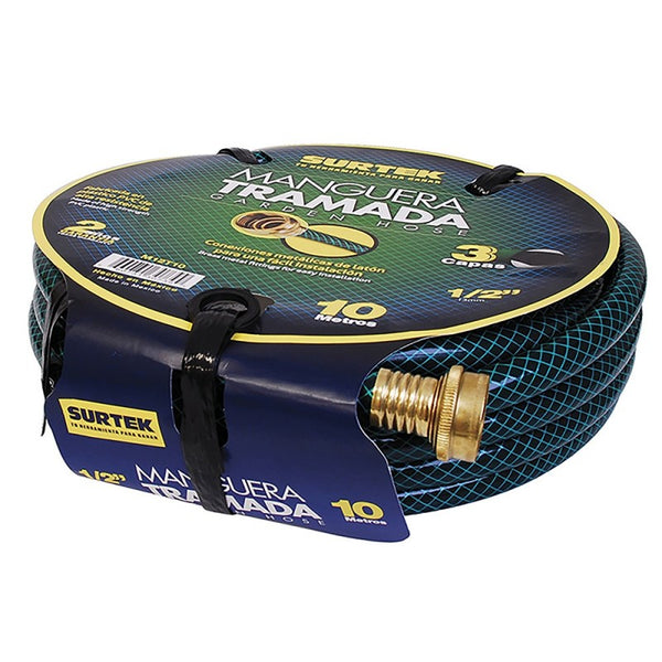 Manguera Tramada Verde 1/2" Armada Conector Metal 20m Surtek M12T10 - 1