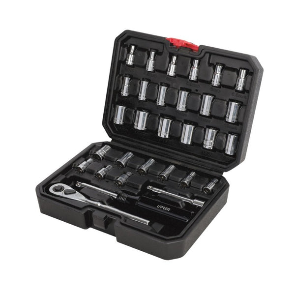 Juego Dados y Accesorios 1/4" 30 Piezas Estuche Plástico Urrea 4700CB - 1