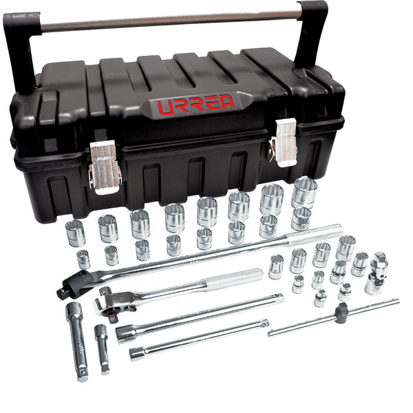 Juego de 35 Dados y Accesorios en Pulgadas 3/8″-1/2″ Urrea 5254P34 - 1