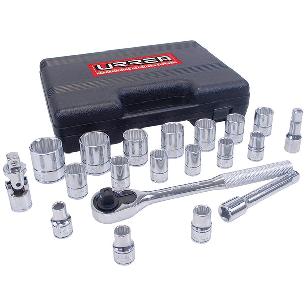 Juego de 20 Dados y Accesorios Métricos 1/2″ Urrea 5400PBM - 1