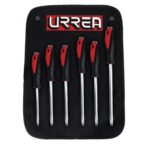 Juego de 6 Destornilladores de Golpe Punta Plana Urrea 9100GA - 1