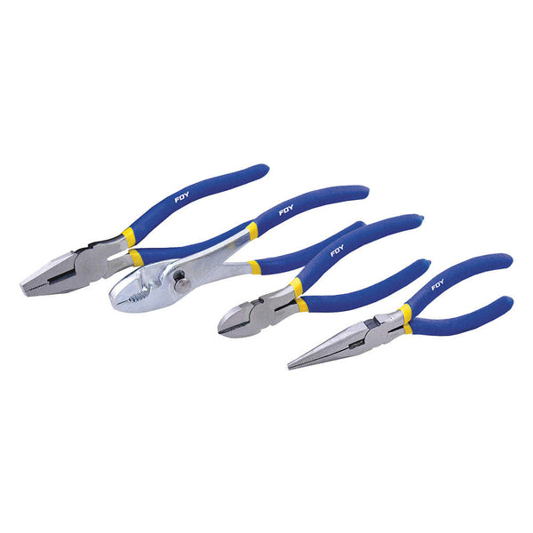 Juego Pinzas para Electricista con Mango con Doble Plastisol 4 Piezas Foy Tools 142039 - 1