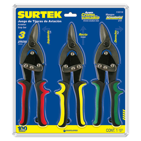Juego de 3 Tijeras Tipo Aviación Surtek 115115 - 1