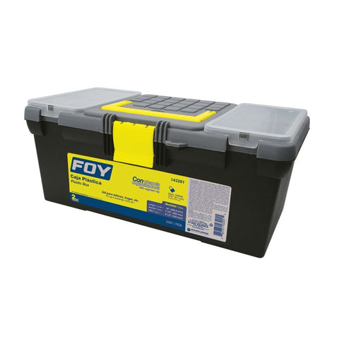 Caja Portaherramientas Plástica y Organizador Color Negro 16" Foy 143201