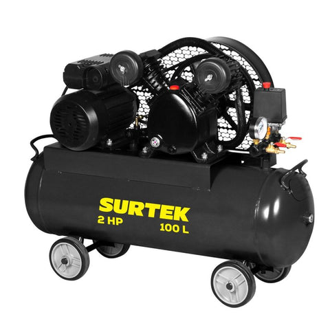Compresor de Aire Eléctrico con Transmisión de Banda 100L 2HP 120V Surtek CMP6100