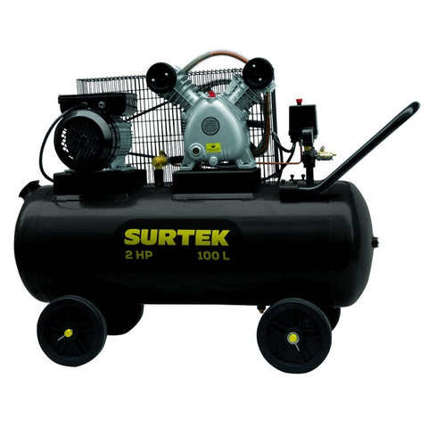 Compresor de Aire Eléctrico con Transmisión de Banda 100L 2HP 127V Surtek COMP6100B