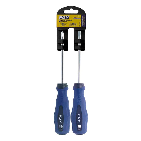 Juego de 2 Destornilladores Bimaterial 1/4″ x 4″ Foy Tools 2DB44 - 1