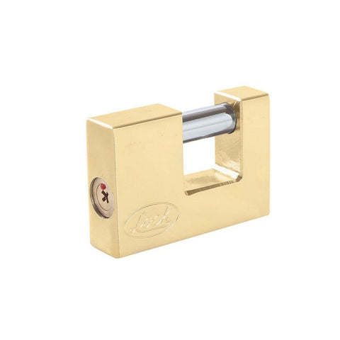 Candado Acero Cortina Llave Tetra 70mm Latón Brillante Lock L22C70TLBB