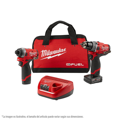 Taladro 1/2" + Destornillador de Impacto 1/4" Kit 2598-22 Milwaukee QMW259822