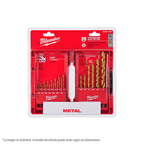 Brocas Thunderbolt Titanium 20 Piezas Milwaukee QMW91105