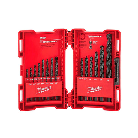 Juego de 21 Brocas con Acabado de Oxido Negro THUNDERBOLT Milwaukee QMW92801