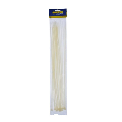 Cinchos Plásticos 450 x 4.8 mm Tensión 27kg de 25 Piezas Color Blanco Surtek 114216