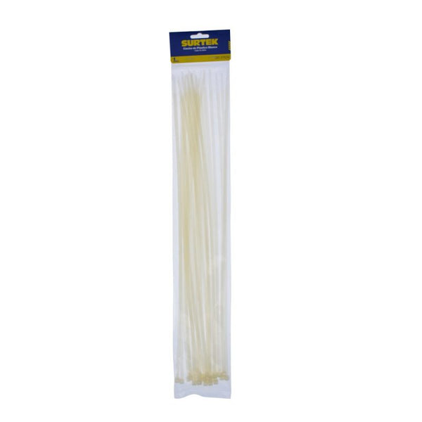 Cinchos Plásticos 450 x 4.8 mm Tensión 27kg de 25 Piezas Color Blanco Surtek 114216 - 1