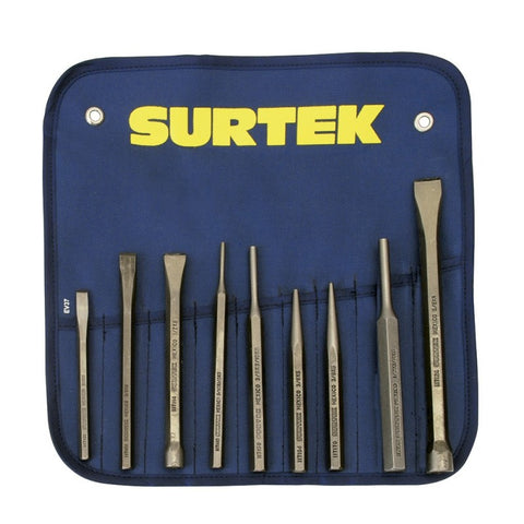 Juego Combinado de Cinceles, Puntos y Botadores 9 Piezas Surtek 117194