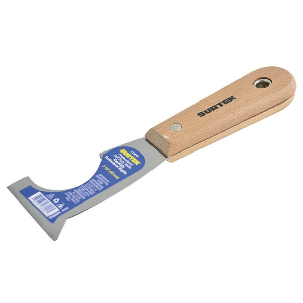 Espátula Rígida de Acero de Alto Carbón con Raspador con Mango de Madera 2-1/2" 5 en 1 Surtek 123092 - 1