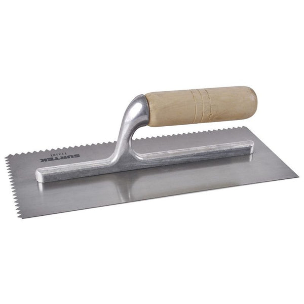 Llana Dentada Triangular de Acero al Alto Carbón con Mango de Madera 11" x 5" Surtek 123181 - 1