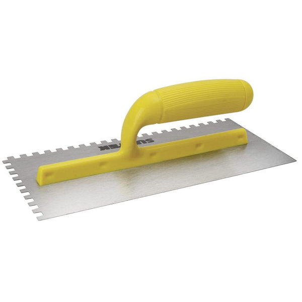 Llana Dentada Cuadrada de Acero al Alto Carbón con Mango Plástico 11" x 5" Surtek 123188 - 1