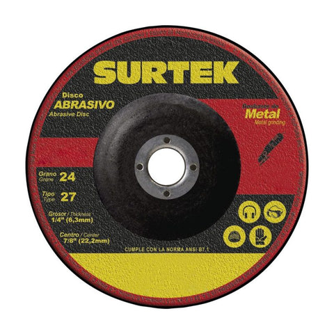 Disco Abrasivo Tipo 27 para Metal 7" x 1/4" Surtek 123321