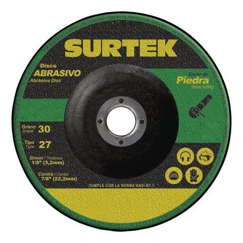 Disco Abrasivo Tipo 27 para Piedra 7" x 1/8" Surtek 123331
