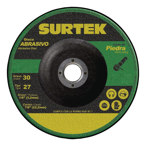 Disco Abrasivo Tipo 27 para Piedra 7" x 1/8" Surtek 123331 - 1