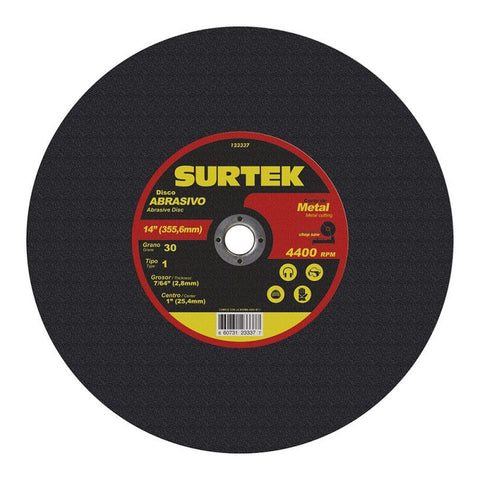 Disco Abrasivo Tipo 1 Para Metal 14" x 7/64" Surtek 123337