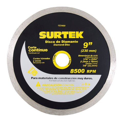 Disco de Diamante Corte Continuo 9″ Surtek 123469