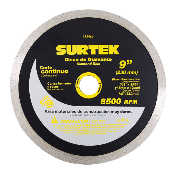 Disco de Diamante Corte Continuo 9″ Surtek 123469 - 1