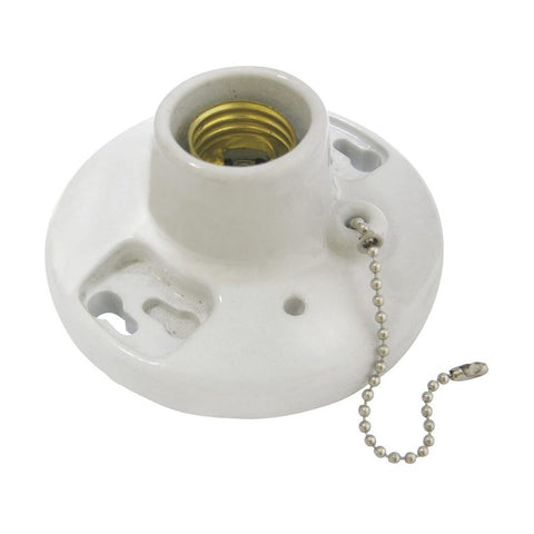 Portalámpara Sencilla Redonda de Porcelana con Cadena para Techo 4.5" Surtek 136666