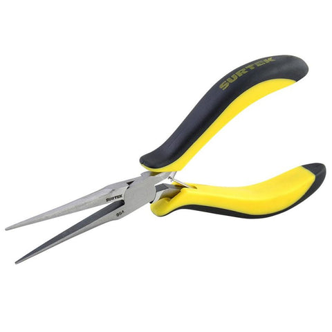 Mini Pinza para Electrónica con Mango Bimaterial de 5-7/8" Punta Aguja Surtek 954