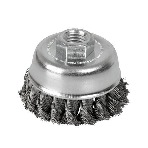 Carda Copa Trenzada Alambre Delgado 3″ x 0.35 mm con Rosca M14 Surtek C513