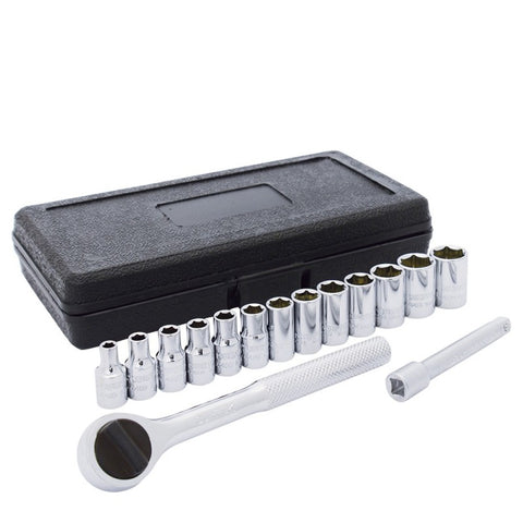 Juego de 15 Dados y Accesorios Métricos 1/4" Surtek F4400M