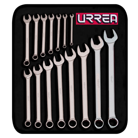 Juego de 15 Llaves Combinadas Satinadas Métricas Urrea 1200FMA