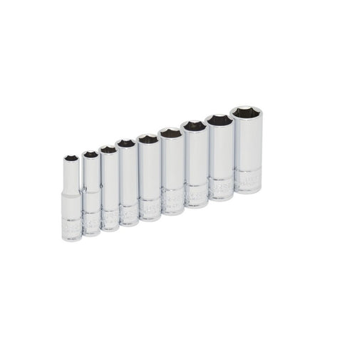 Juego de 9 Dados Largos Métricos Cuadro 1/4" en Riel Urrea 47202