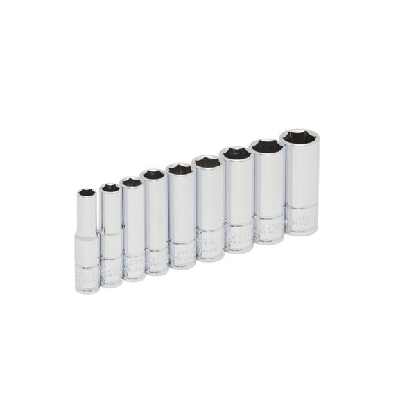 Juego de 9 Dados Largos Métricos Cuadro 1/4" en Riel Urrea 47202 - 1