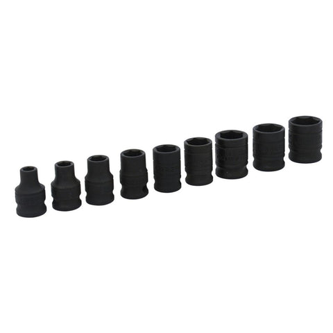 Juego de 9 Dados de Impacto en Pulgadas 3/8" 6 Puntas Urrea 72102