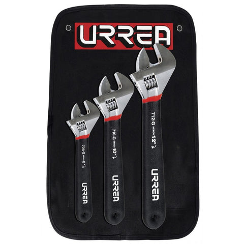 Juego de 3 Llaves Ajustable Rubber Grip Urrea 795G