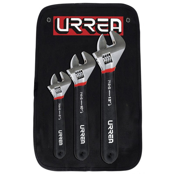 Juego de 3 Llaves Ajustable Rubber Grip Urrea 795G - 1