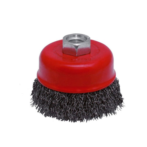 Carda Copa Ondulada Alambre Fino 3" x 0.35 mm con Rosca 5/8" Urrea C812