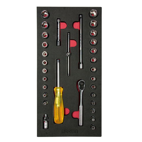 Juego de 31 Dados y Accesorios 1/4″ Combinados Cortos Urrea CH101