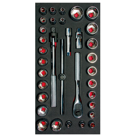 Juego de 34 Dados y Accesorios 3/8" Combinado Cortos Urrea CH104