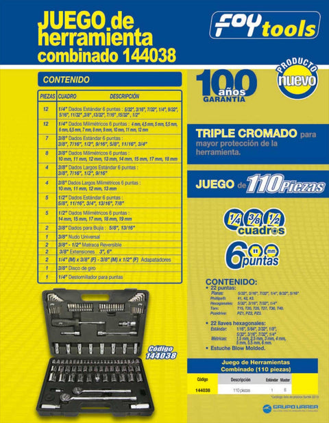 Juego Combinado de Herramienta 106 Piezas Foy Tools 144038 - 0