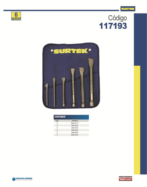 Juego de Cinceles 6 Piezas Surtek 117193 - 0