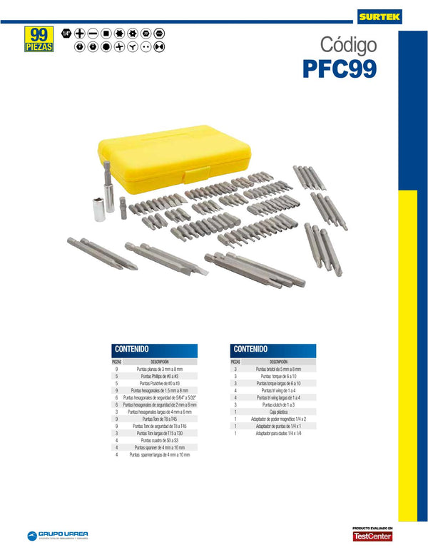 Juego de 99 Puntas Intercambiables en Juego Surtek PFC99 - 2
